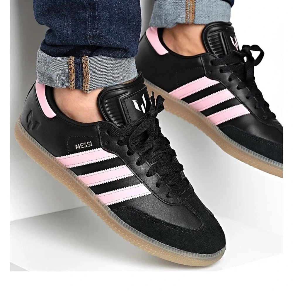 Adidas Samba Messi Shoes Black/Pink/Gum Men's Size 9.5 JP7845 NEW